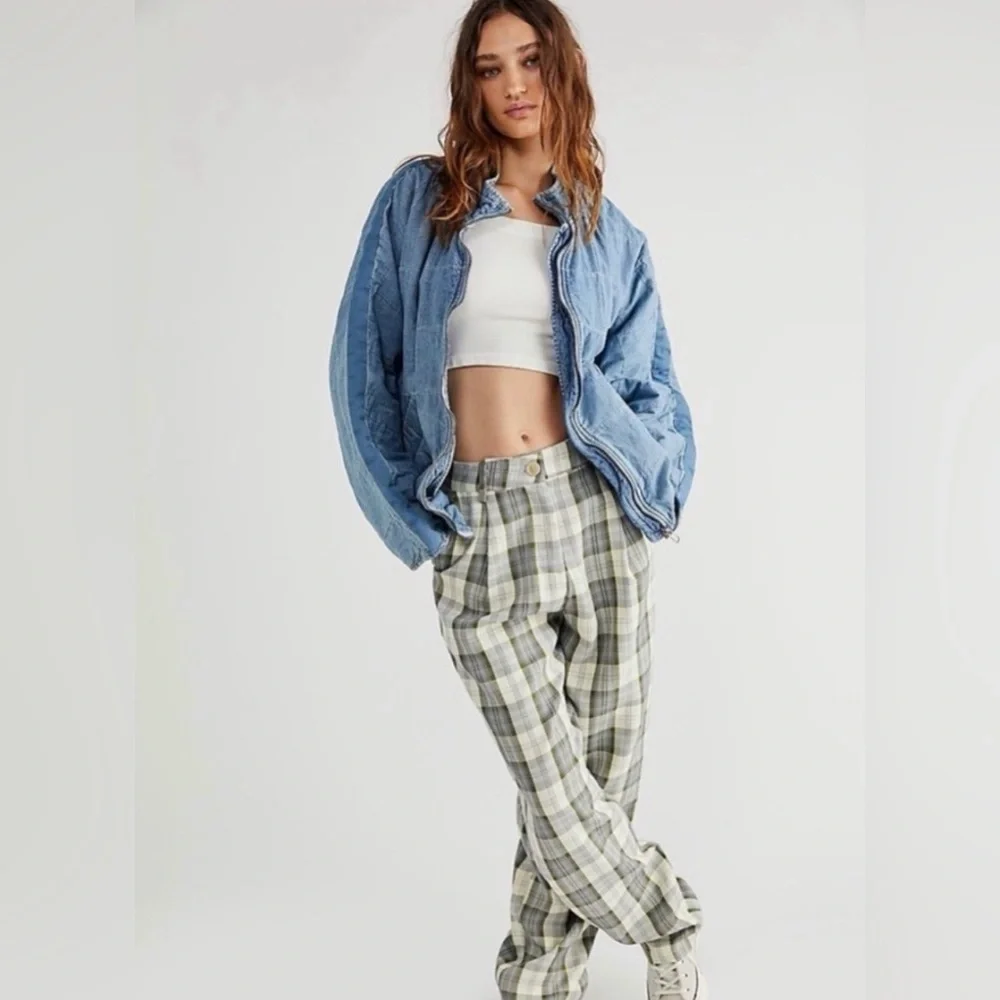 NEW EXCELLENT Free People Dolman Medium Wash Blue Quilted Denim Jacket Large - Picture 4 of 8